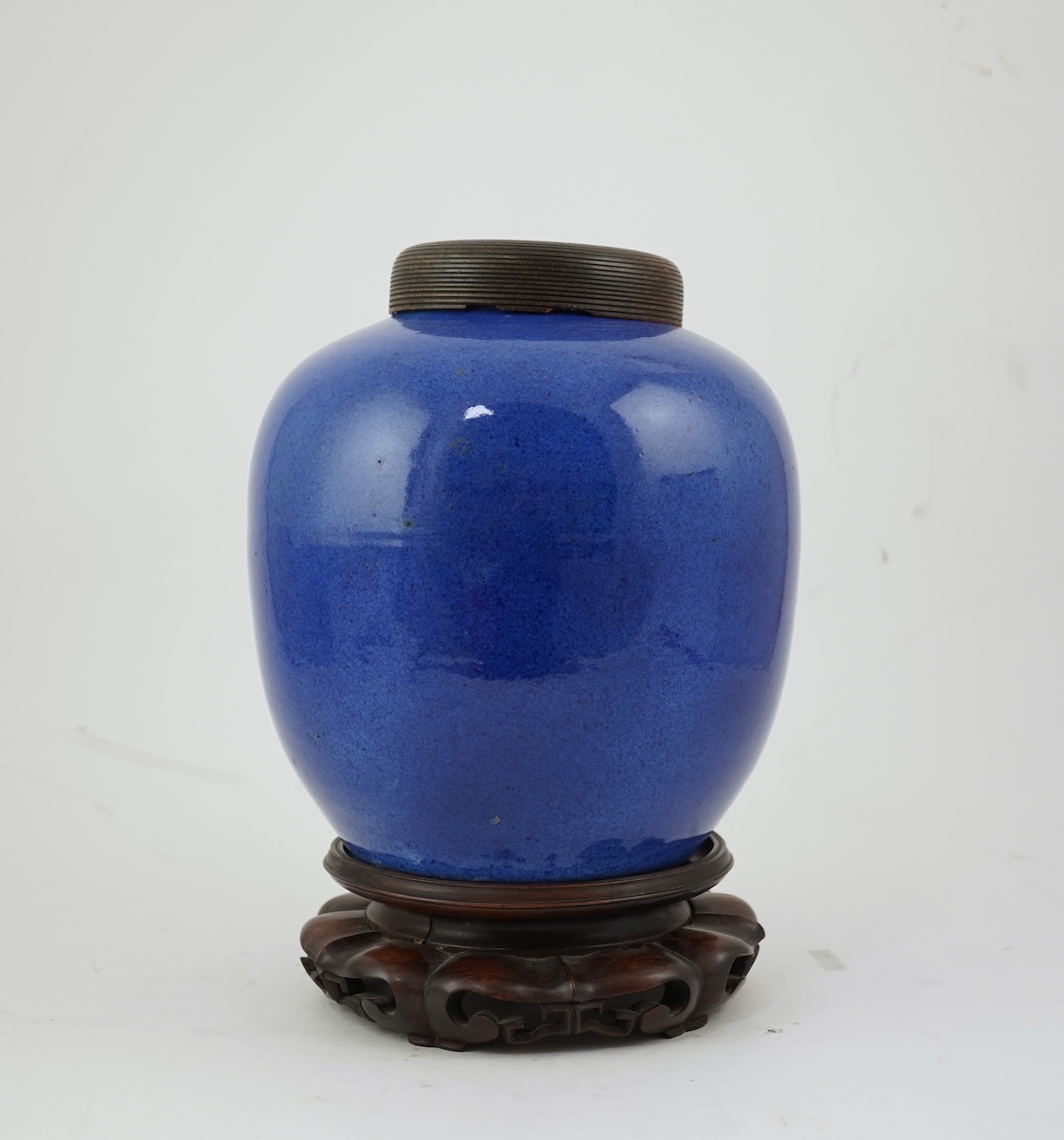 A Chinese powder blue glazed globular jar, 19th century